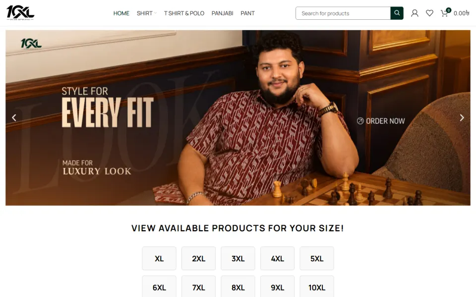 Screenshot of the 10XL homepage
