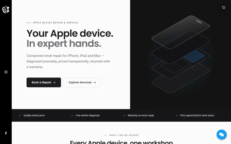 Screenshot of the Apple Service Center BD homepage