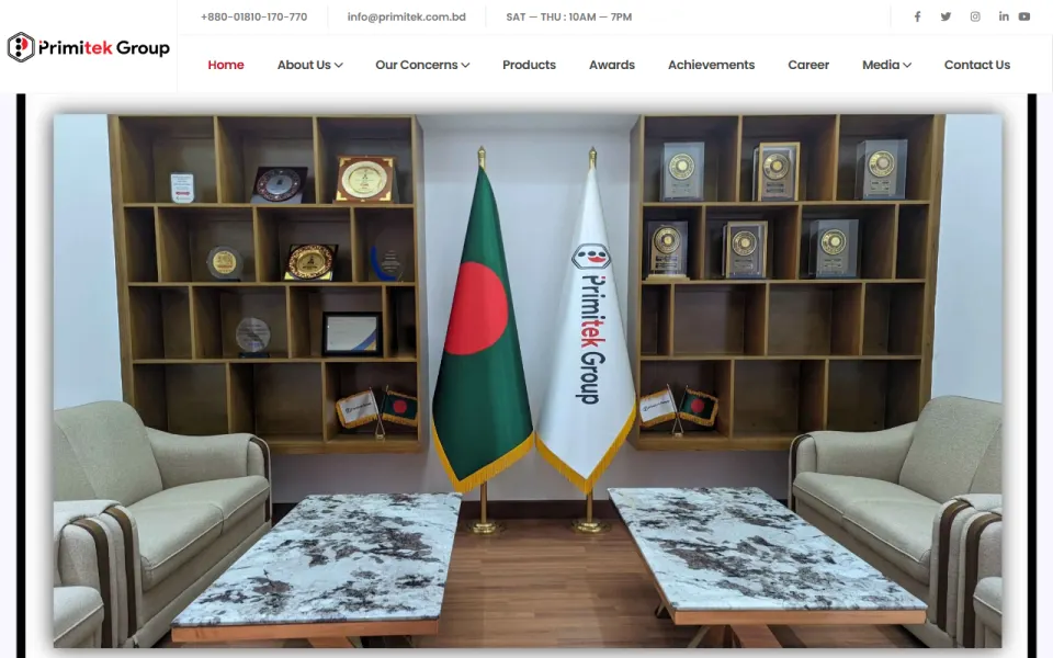 Screenshot of the Primitek Group homepage